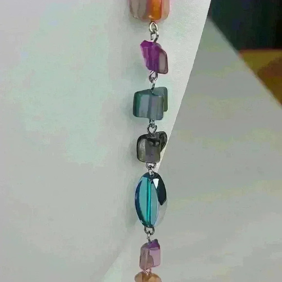 Mother of pearl vintage bohemian style colorful art beaded Long necklace - Picture 4 of 8